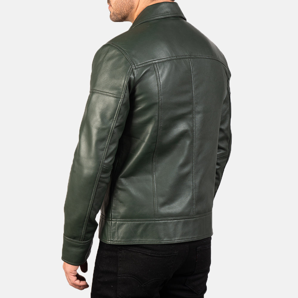 New Green Motorcycle Racing Moto Men Biker Leather Jacket
