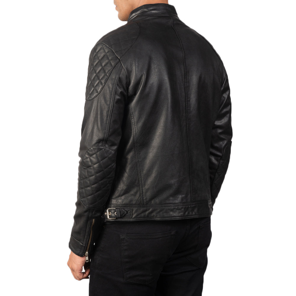 New Black Gatsby Racing Motorcycle Leather Biker Jacket For Men