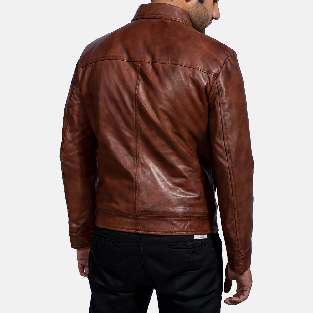 Men Brown Motorcycle Riding Moto Biker Leather Jacket