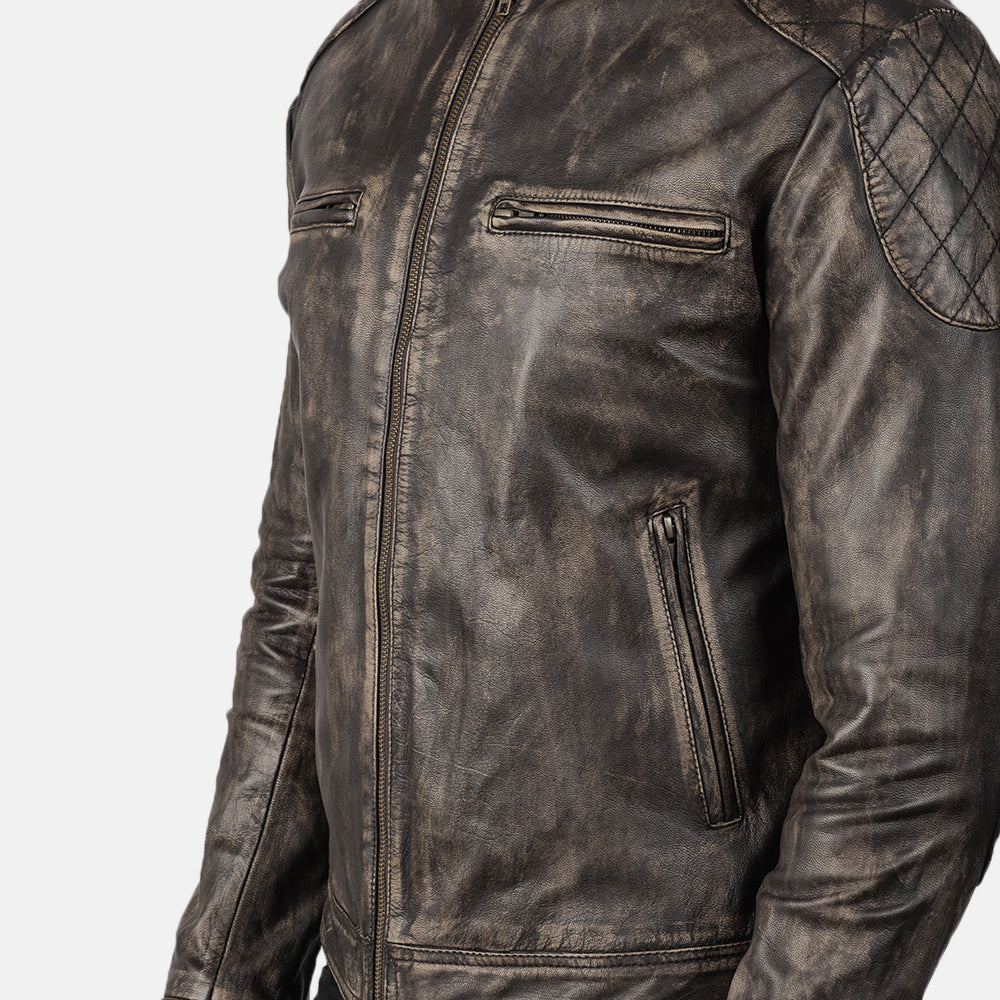 New Men Brown Moto Leather Racing Biker Jacket