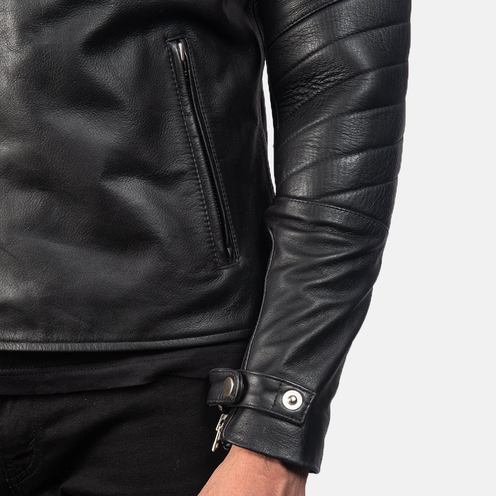 New Men Black Motorbike Moto Racing Leather Biker Jacket
