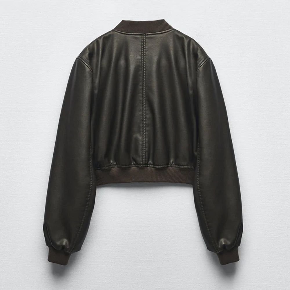 Black Bomber A1 Leather Jacket Women's