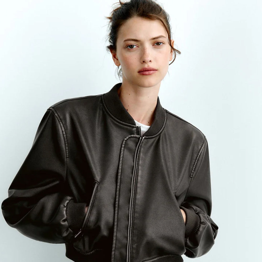 Black Aviator Bomber A1 Leather Jacket