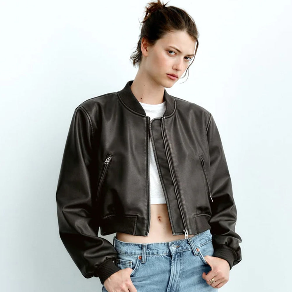 Women's Aviator Bomber A1 Leather Jacket 