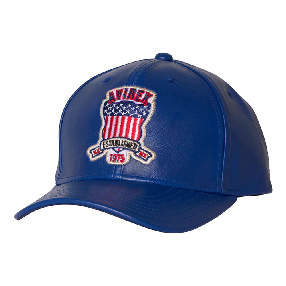 New Men's Avirex Blue Sheepskin Leather Baseball Hat