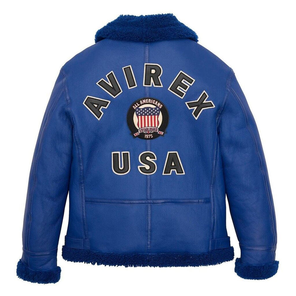Blue Sheepskin Avirex Leather Jacket