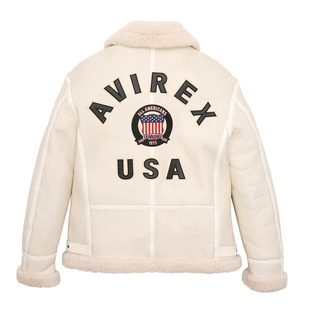 Off-White Shearling Avirex Leather Jacket