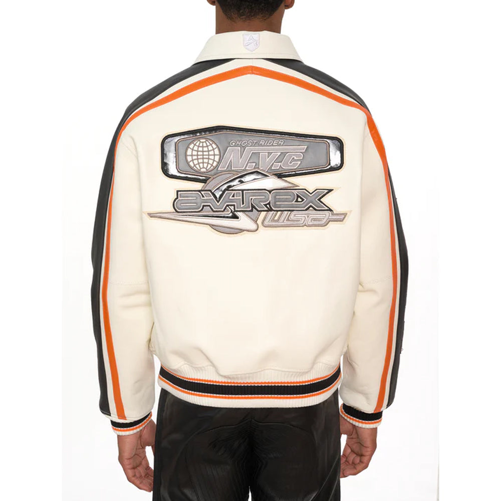 White City Racer Bomber Avirex Leather Jacket