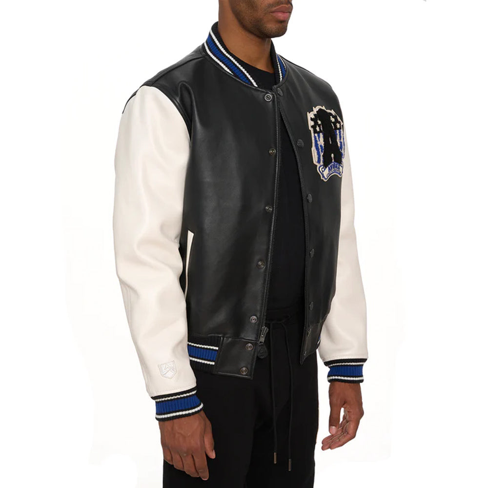 New White/Black Avirex Leather American Varsity Jacket