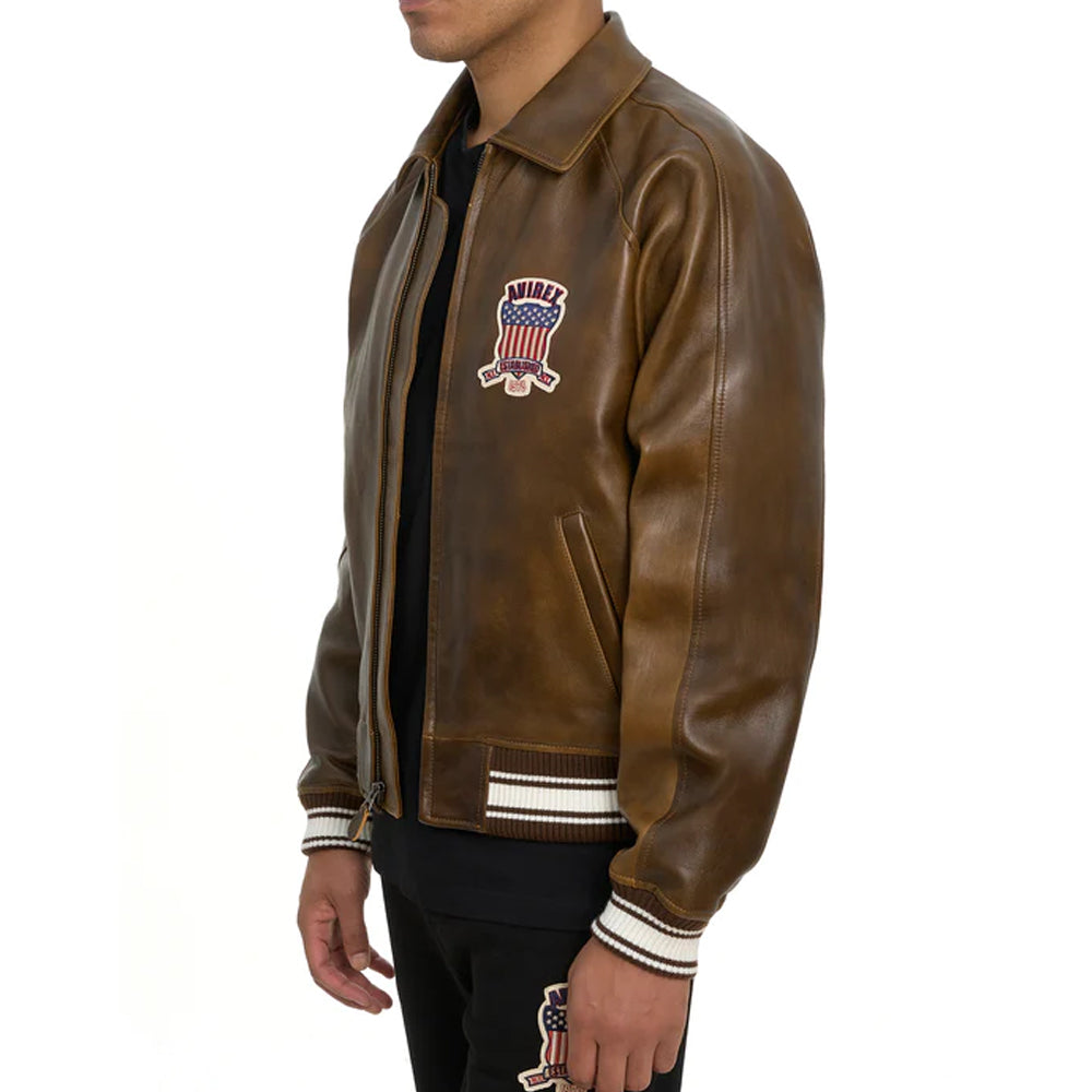 Vintage Brown Letterman Limited Edition Avirex Leather Jacket
