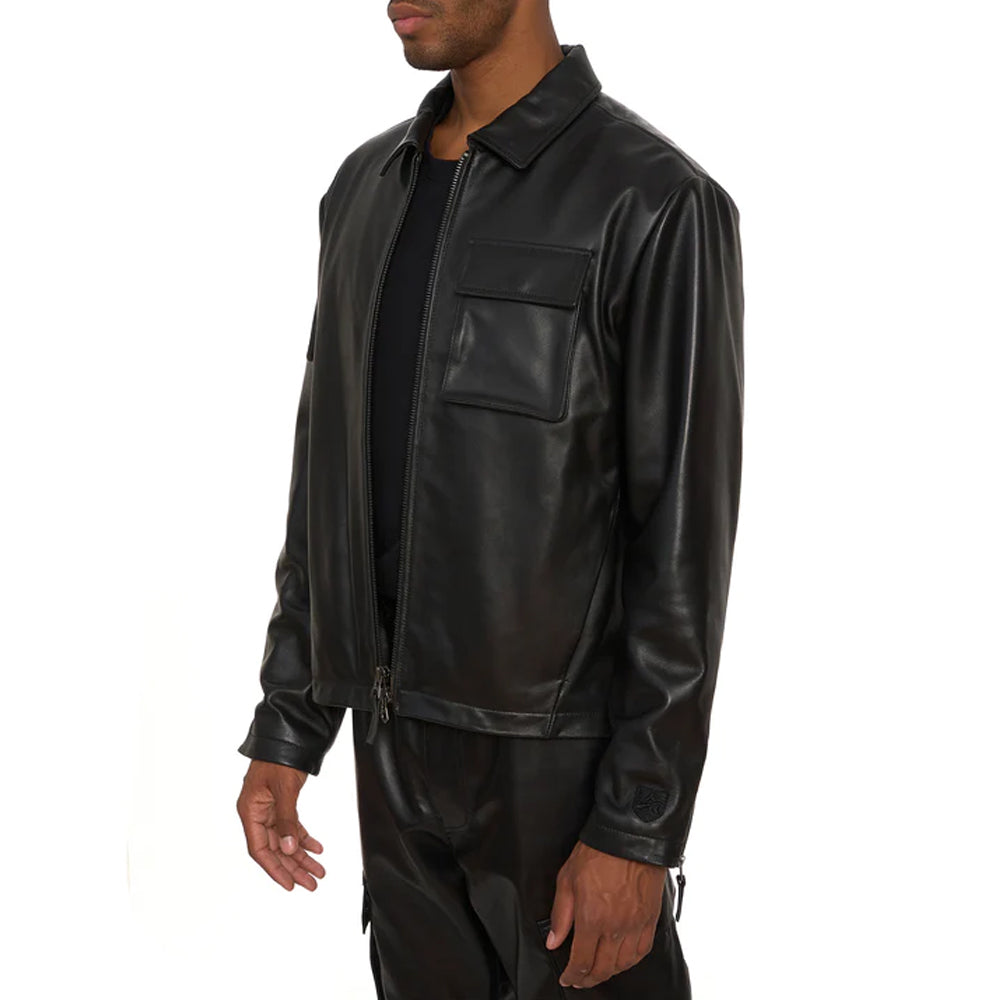 Black Aviator Shirt Style Avirex Leather Jacket