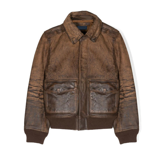 New Men Brown Flying A-2 Leather Bomber Jacket