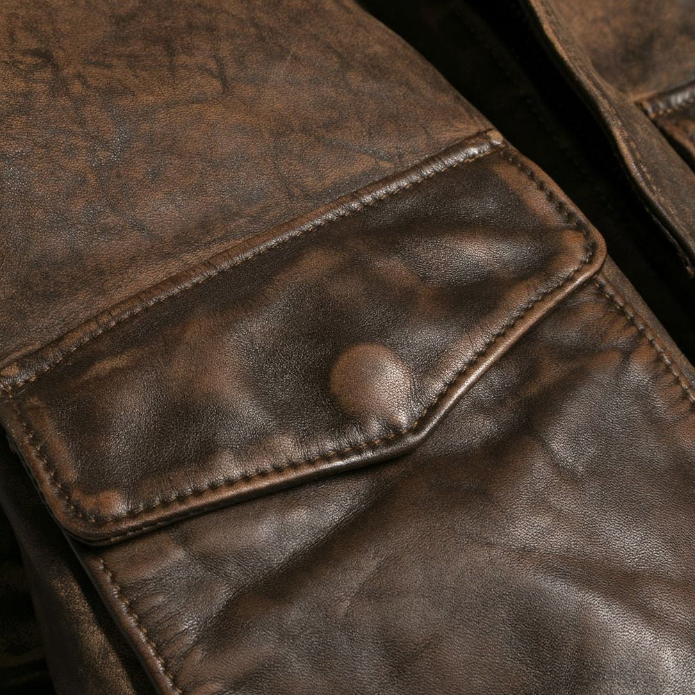 New Men Brown Flying A-2 Leather Bomber Jacket