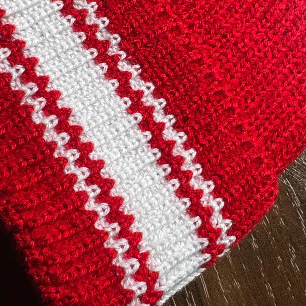 White stripes Red warrior beanie cap