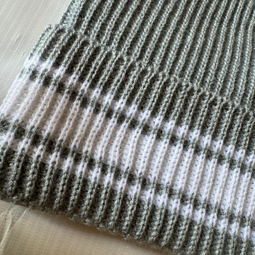 white stripes Gray Unisex beanie cap