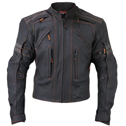 Men's Motorcycle Armored Street Black Leather Jacket