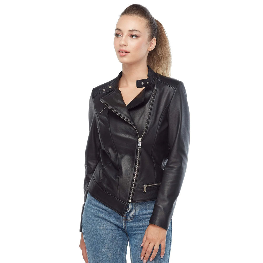 Women Sheepskin Biker Beyonce Genuine Black Leather Jacket