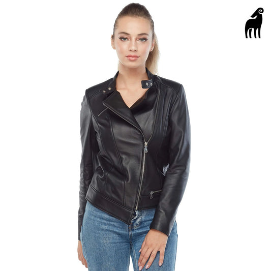 Women Sheepskin Biker Beyonce Genuine Black Leather Jacket