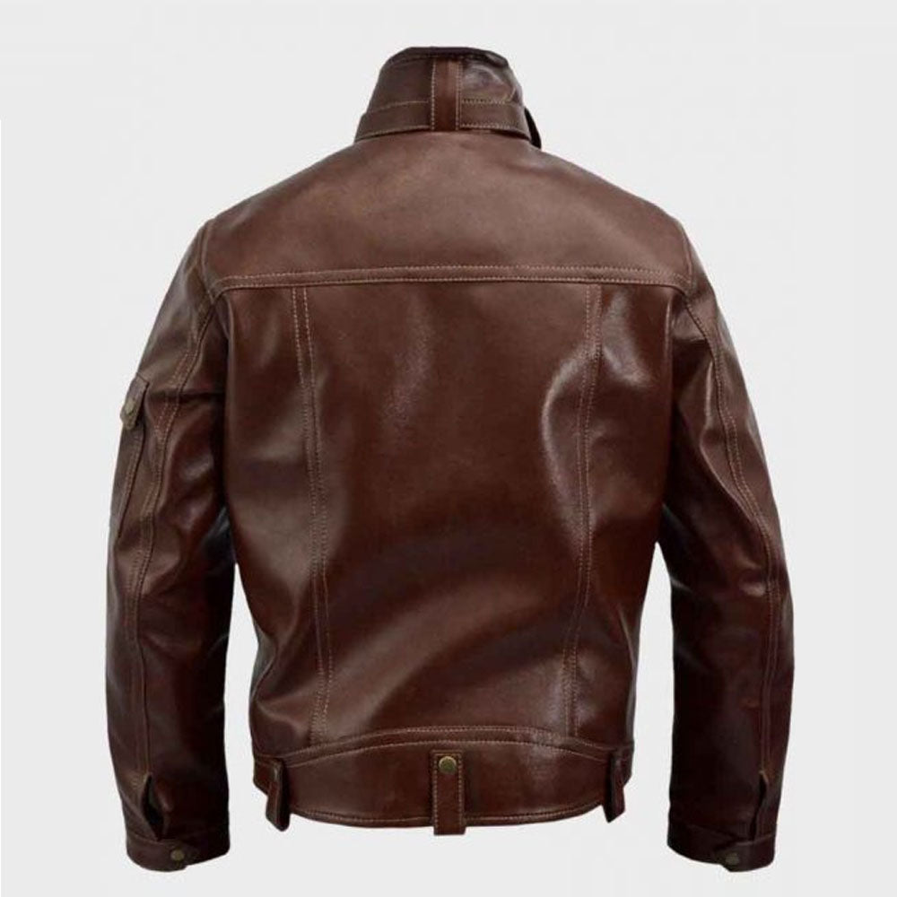 New Brown Trucker Lambskin Leather Jacket For Men