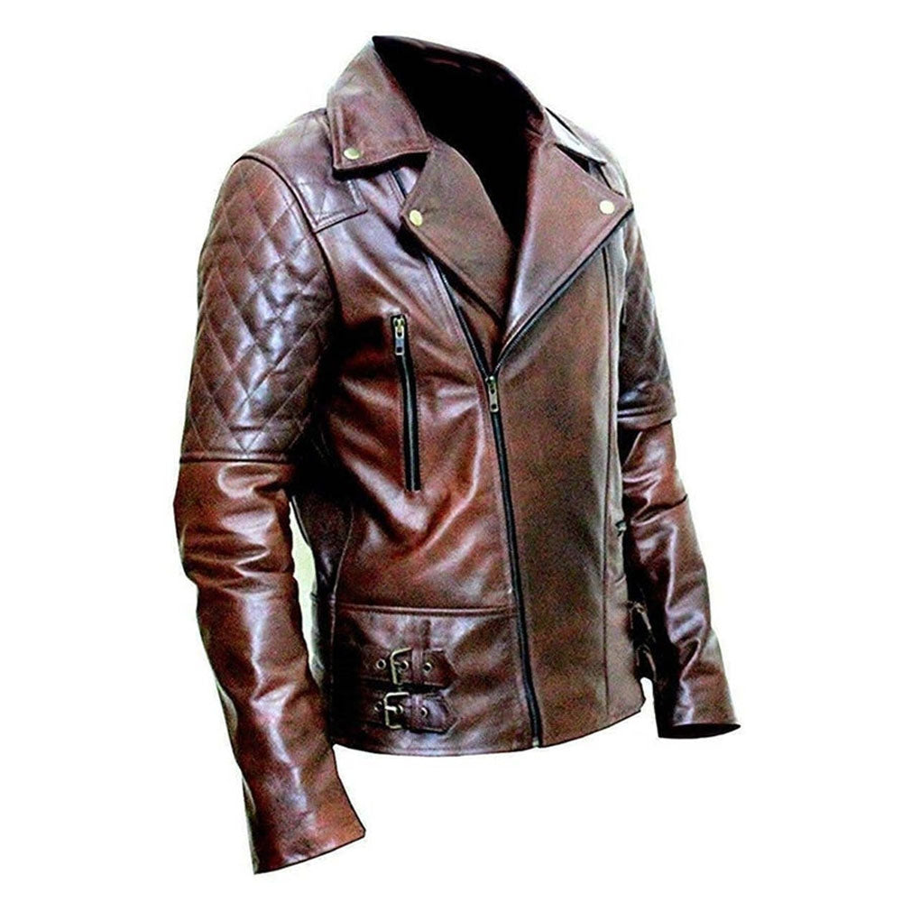 New Brown Distressed Motorbike Leather Jacket For Men