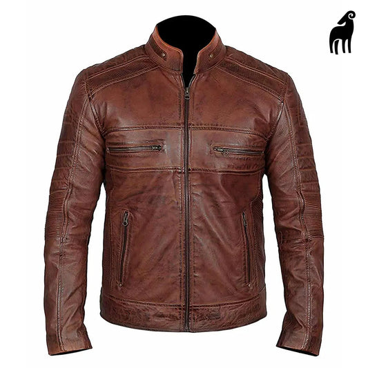 New Men Brown Motorbike Leather Jacket