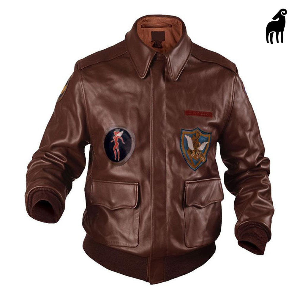 New Men Brown Flying Leather A-2 Jacket