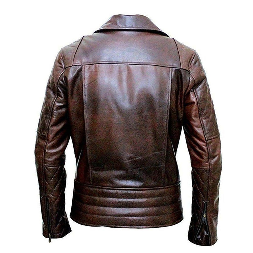 New Brown Distressed Motorbike Leather Jacket For Men