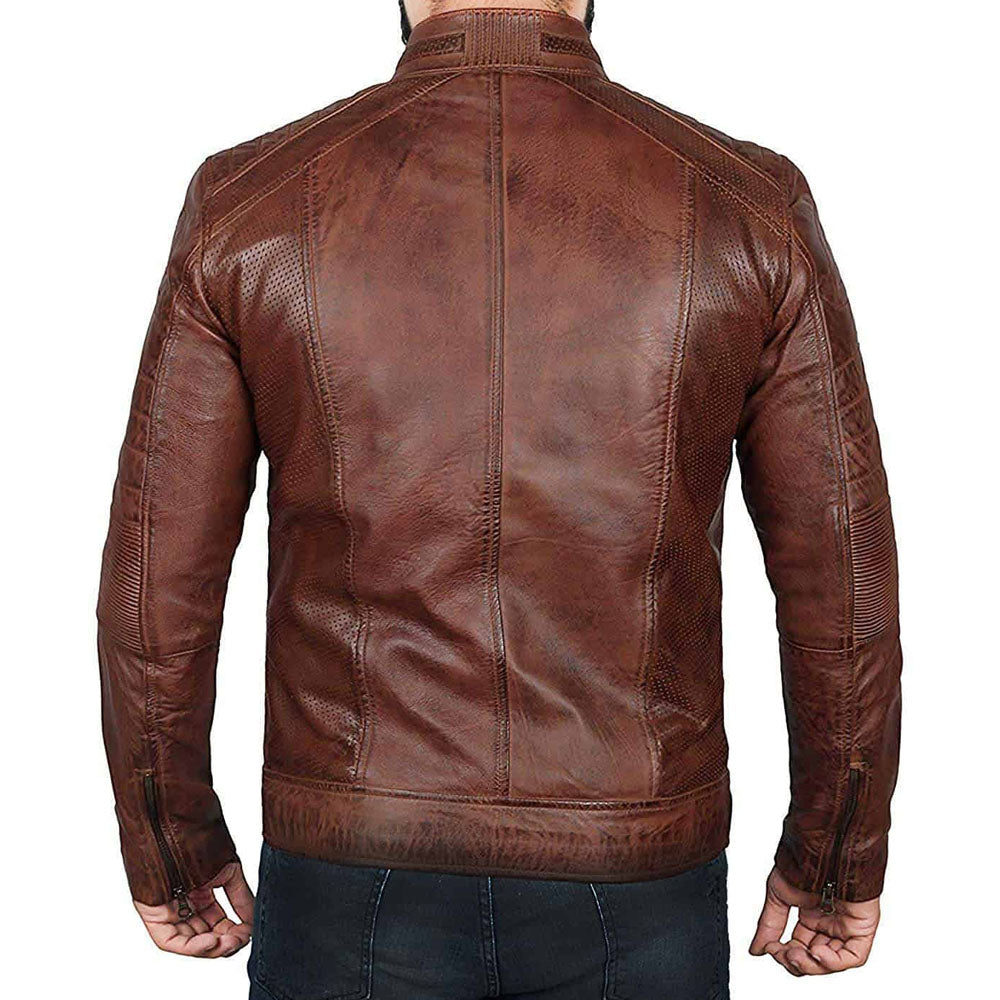 New Men Brown Motorbike Leather Jacket