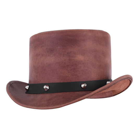 New Brown Western Leather Cowboy Hat With Studded