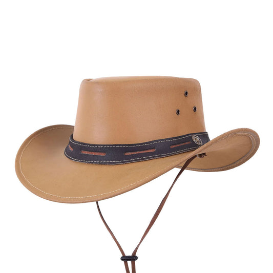 Brown Genuine Leather Cowhide Cowboy Hat