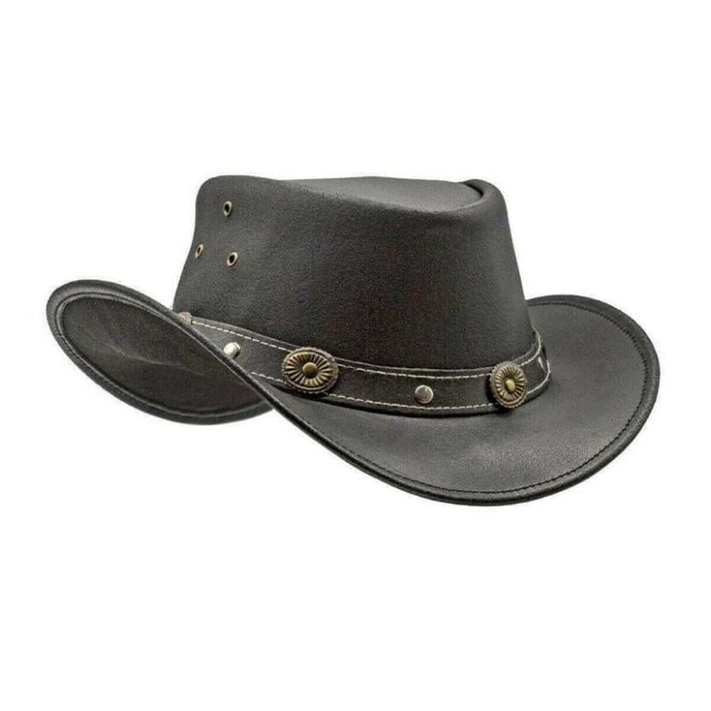 Black Genuine Leather Showerproof Western Cowboy Hat