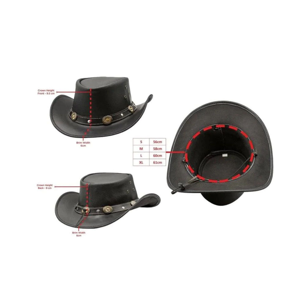 New Black Leather Showerproof Western Cowboy Hat