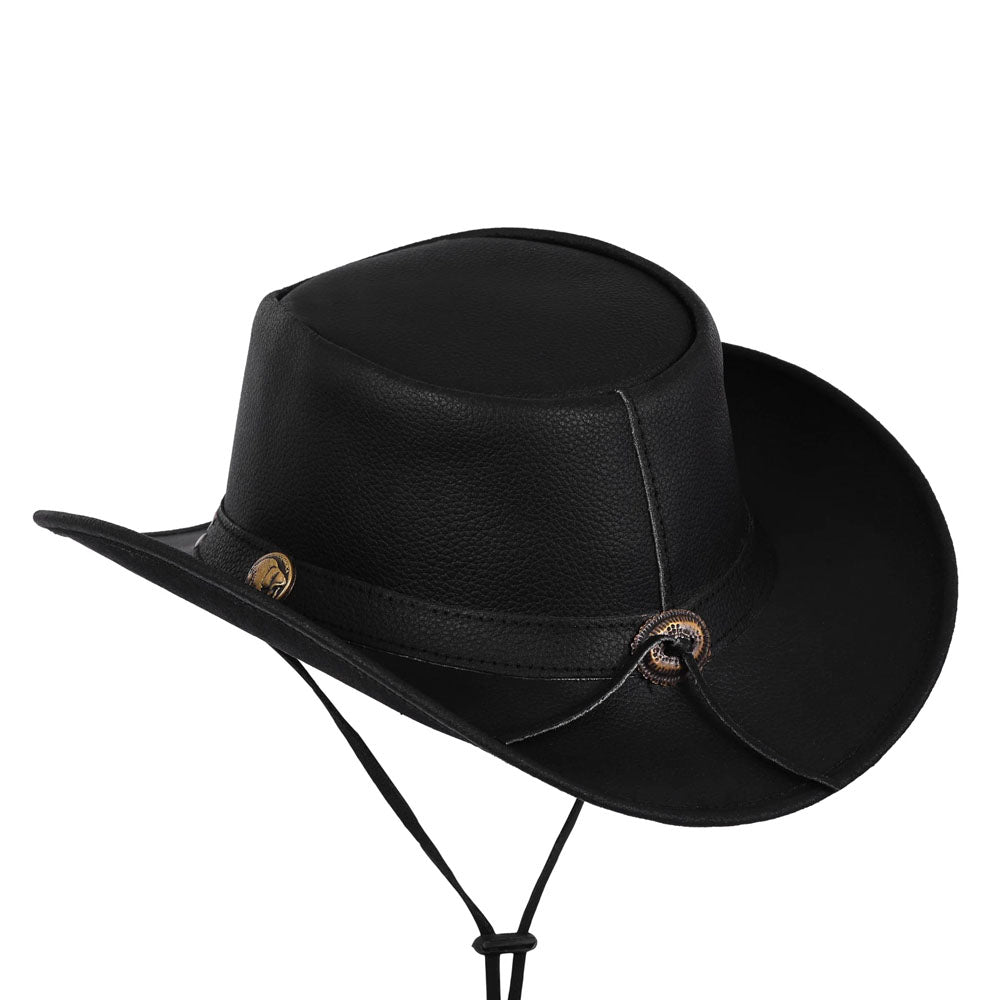 Cowhide Buffalo Nickel Band Cowboy Leather Hat