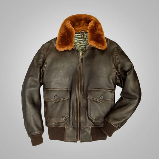 Men Brown Sheepskin G-1 Flight Leather Jacket