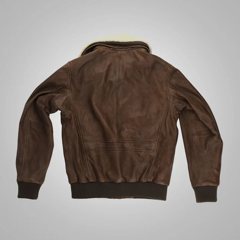 Waxed Brown Aviator Lambskin G-1 Flight Leather Jacket