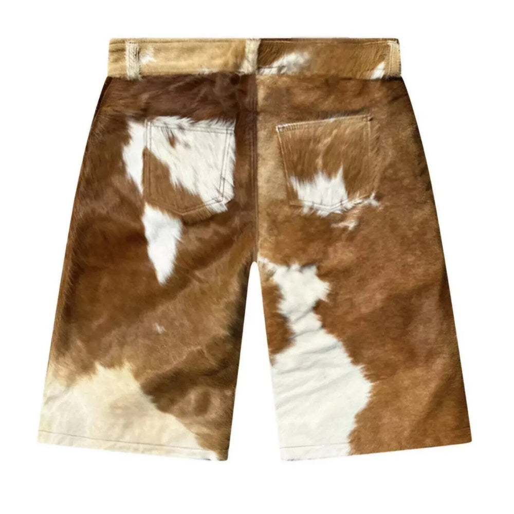 Men's Natural Cowhide Leather Shorts – High-Quality Real Leather with a Comfortable Fit & Unique Texture.