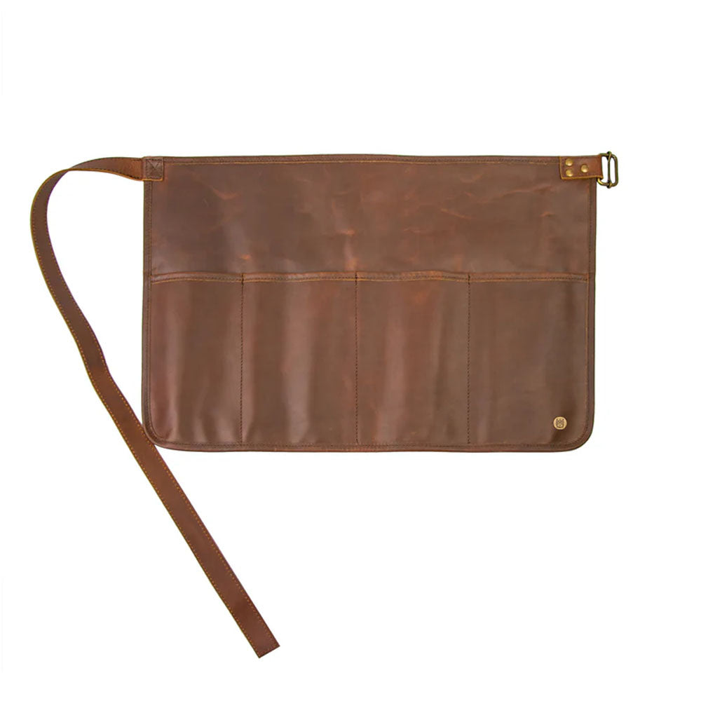 Brown Handmade Sheepskin Leather Half Apron With Four Front Pockets