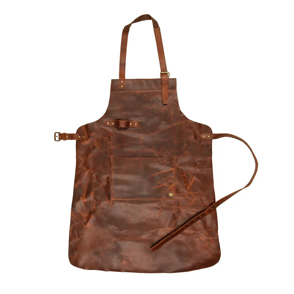 Men's Classic Brown Sheepskin Leather Apron With Spacious Front Pocket for Tools