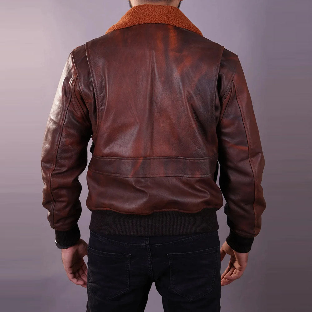 New Men's Brown Flying Aviator A-2 Airforce Leather Bomber Jacket