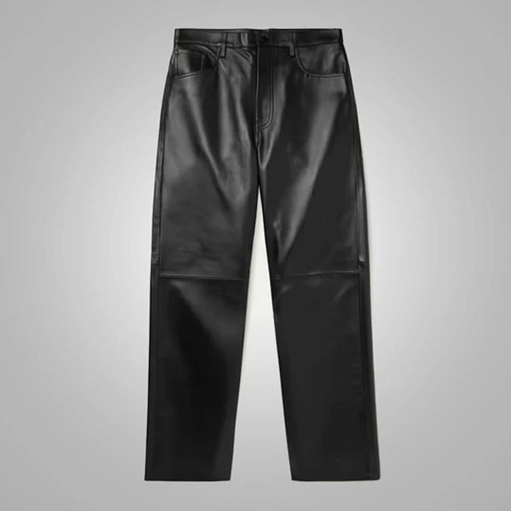 Mens Real Black Sheep Skin Fashion Leather Jeans Pant
