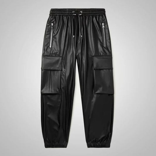 Black leather Sheep skin skinny leather jeans pant