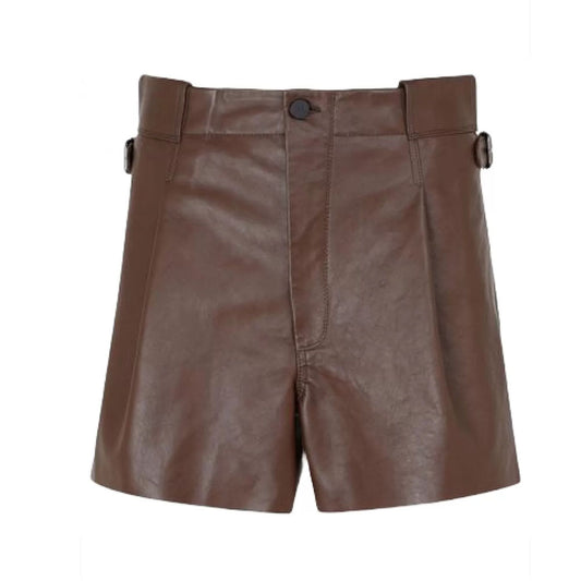 New Men Brown Real Sheepskin Leather Trendy Style Shorts