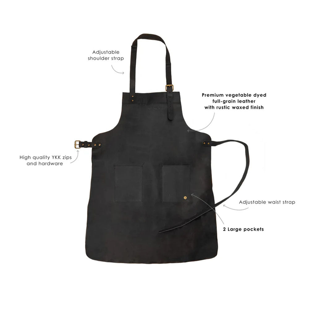 Double Pocket Black Sheepskin Leather Apron For Men