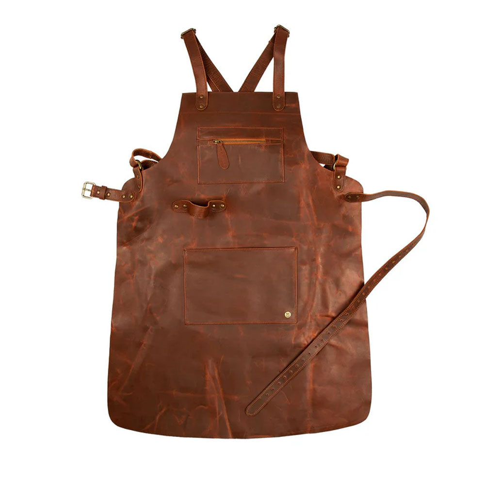 Brown Sheepskin Cross Back Leather Apron