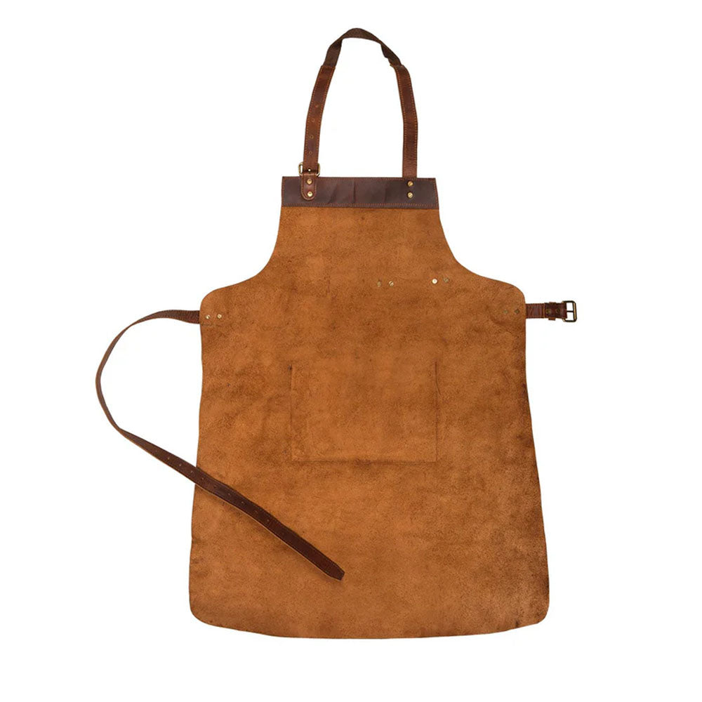 Brown Sheepskin Leather Apron With Spacious Front Pocket for Tools