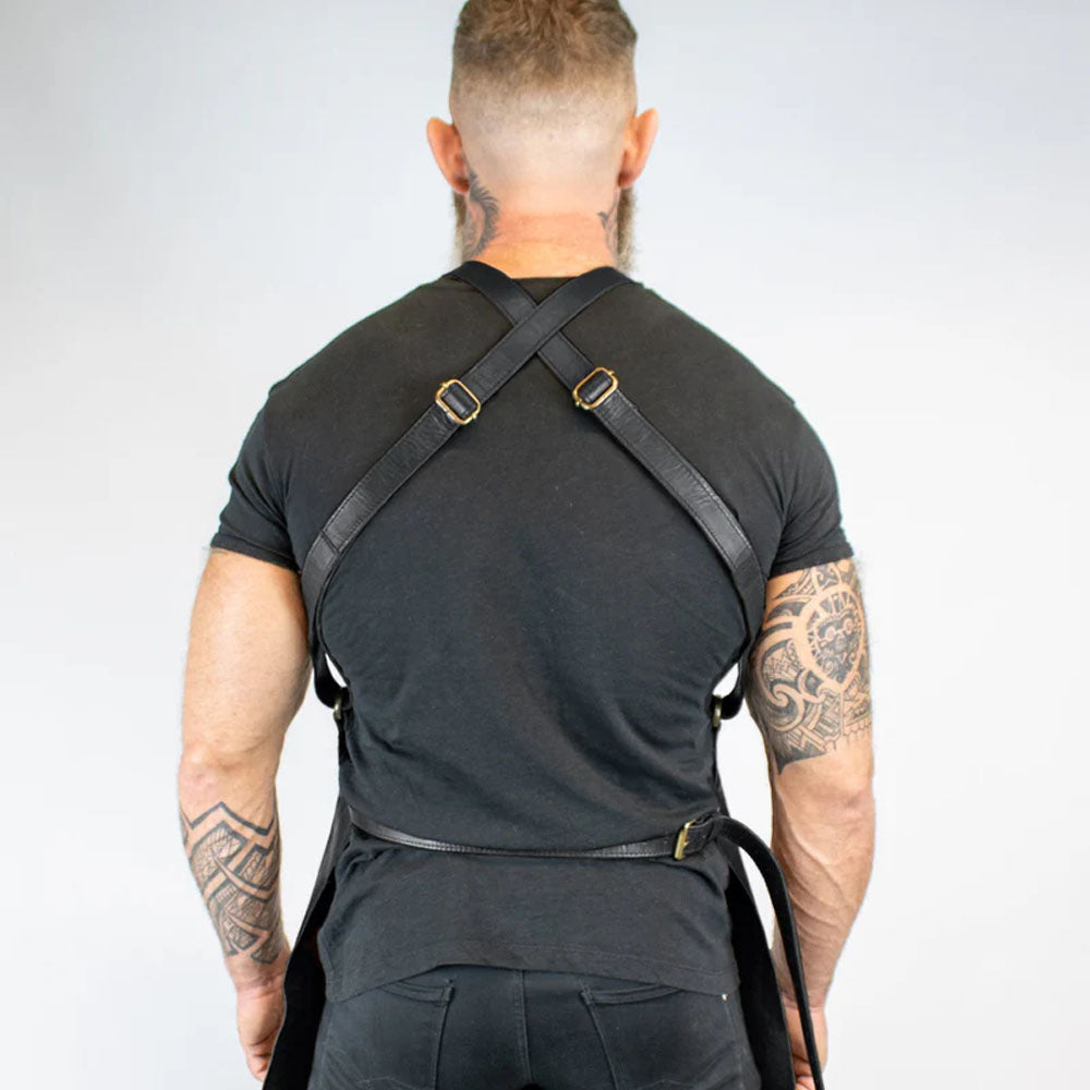 Sheepskin Handmade Cross Back Leather Apron For Men