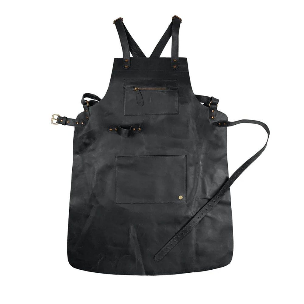 New Black Sheepskin Handmade Cross Back Leather Apron