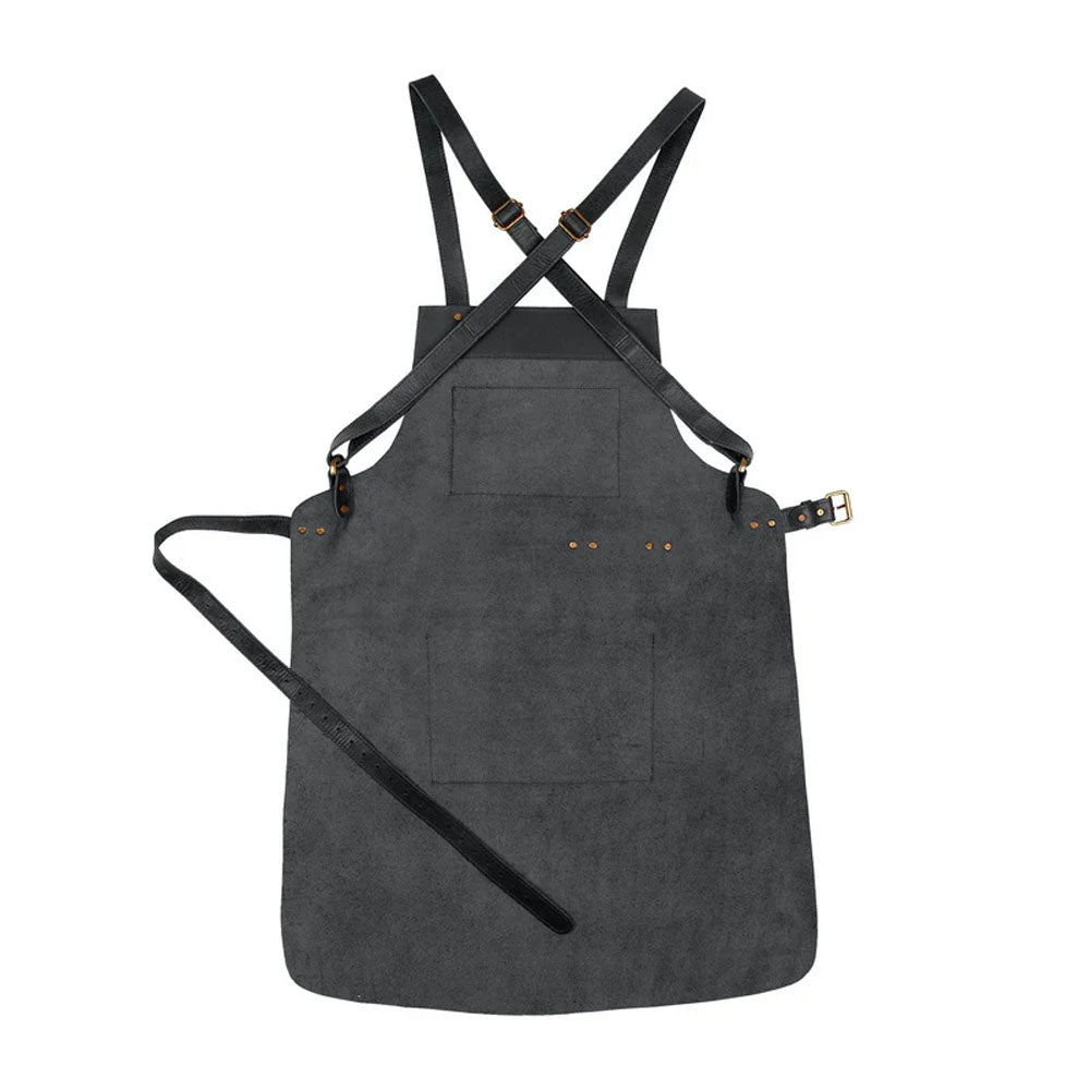 New Black Sheepskin Cross Back Leather Apron For Men