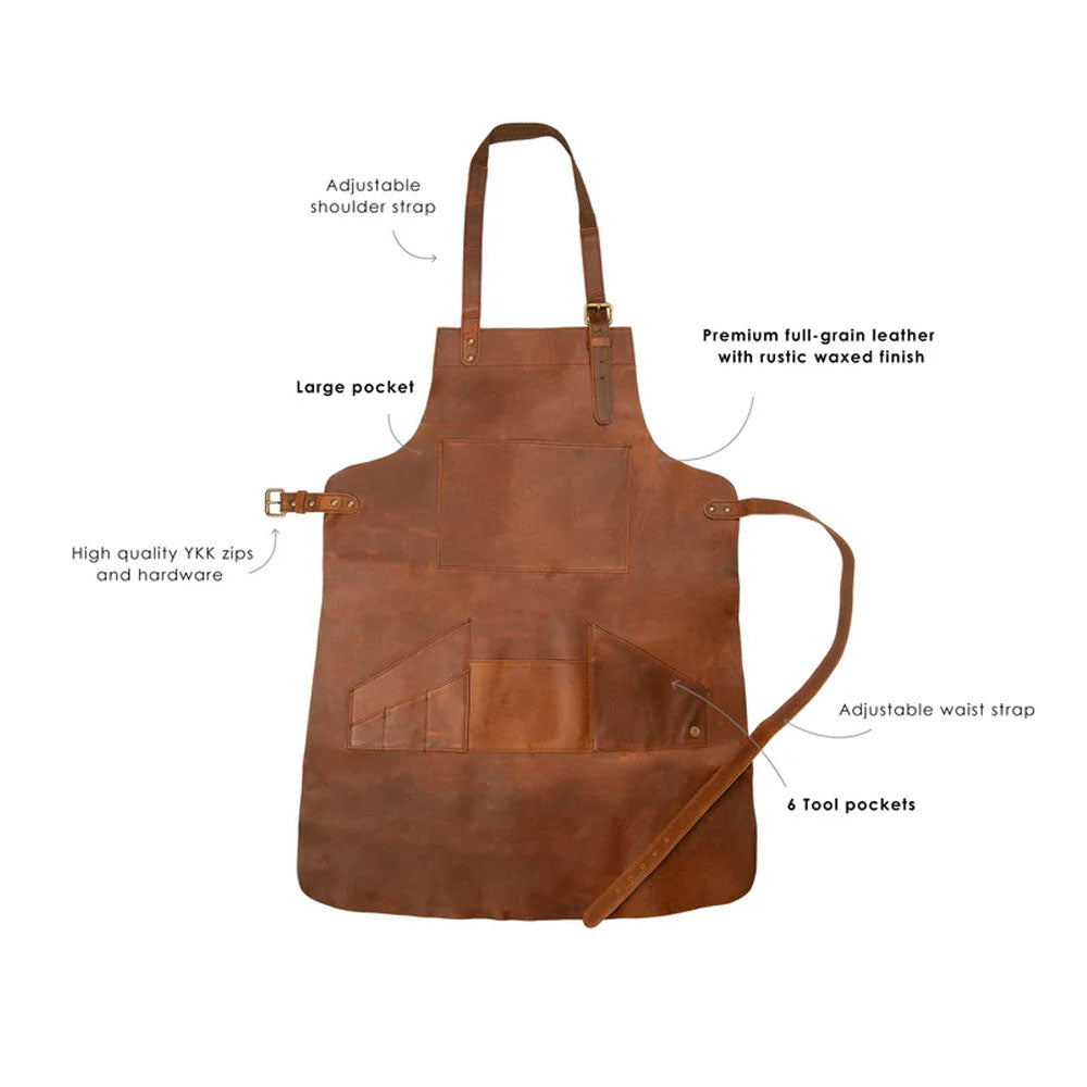 Brown Sheepskin Multi-Pocket Apron for Men