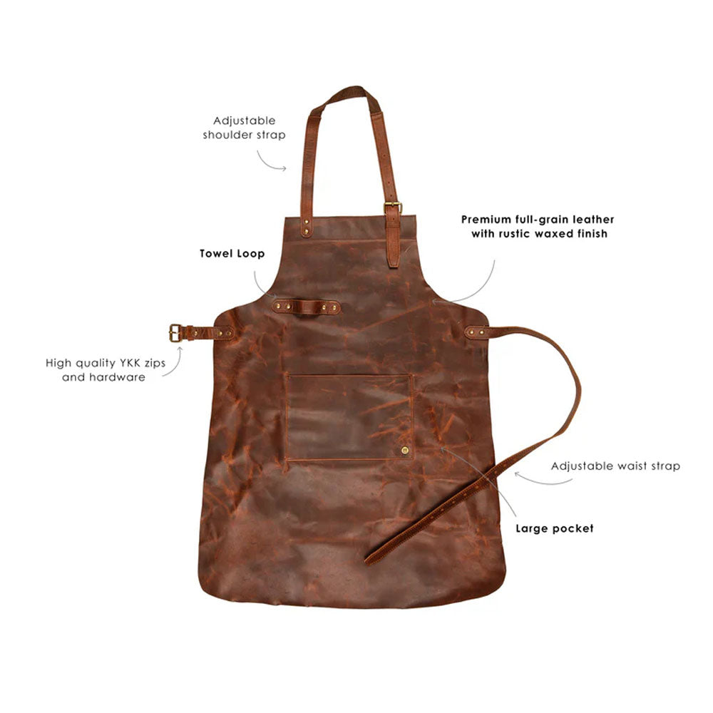 Men's Classic Sheepskin Leather Apron With Spacious Front Pocket for Tools